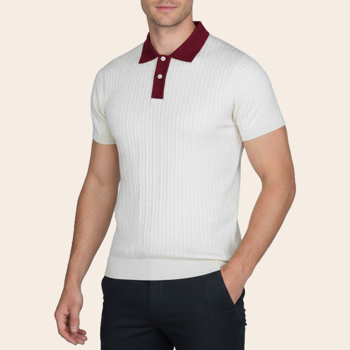 Men's Classic Lounge Polo Shirt (ECRU-26/2-OXF-3|SKT/PLO)