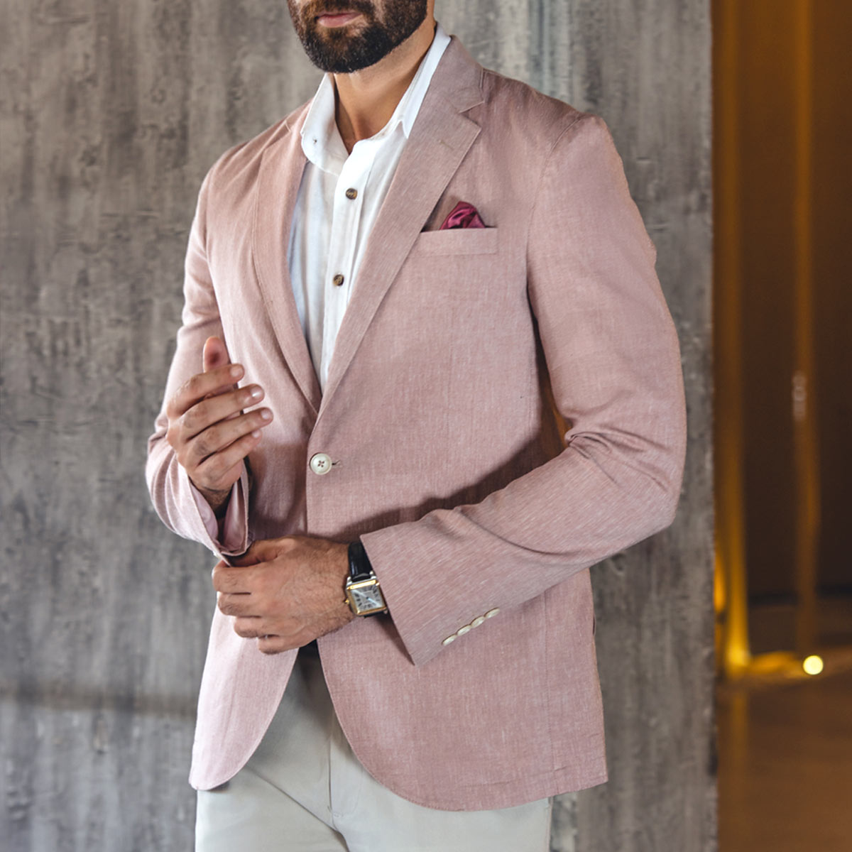 Men's Linen Quintessence Jacket (LINCQT-46|HJI/DCN)