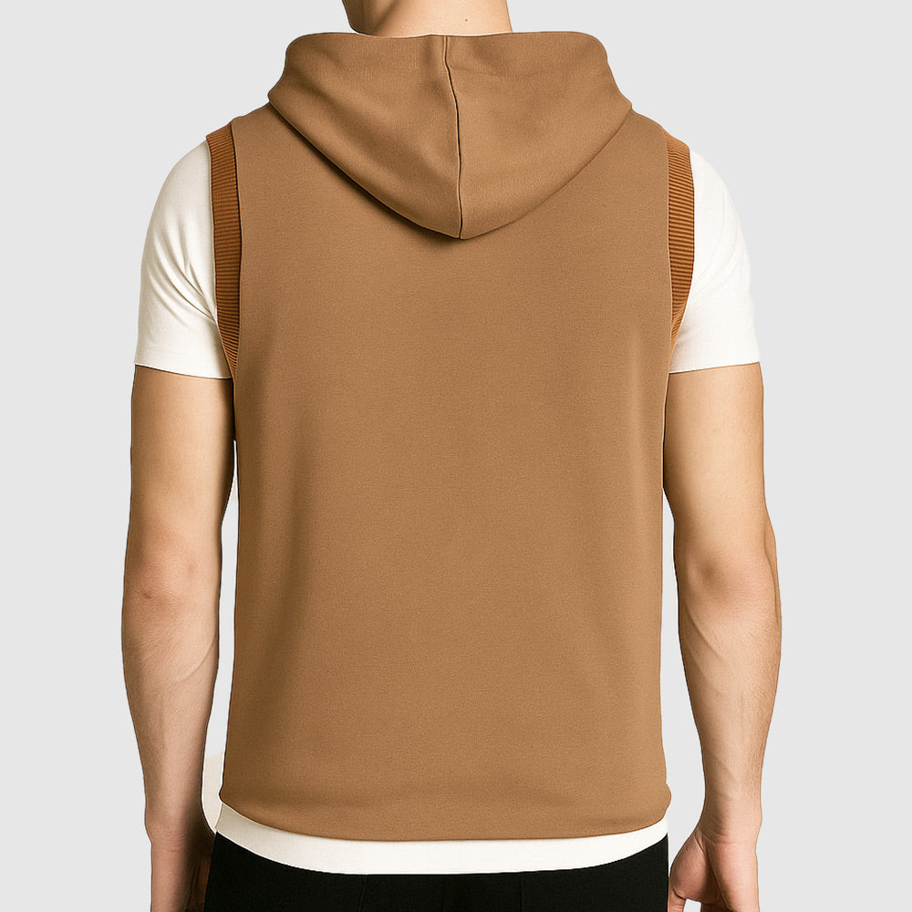 Men's Double Knit Sleeveless Hoodie (PVSS-6|U3192)