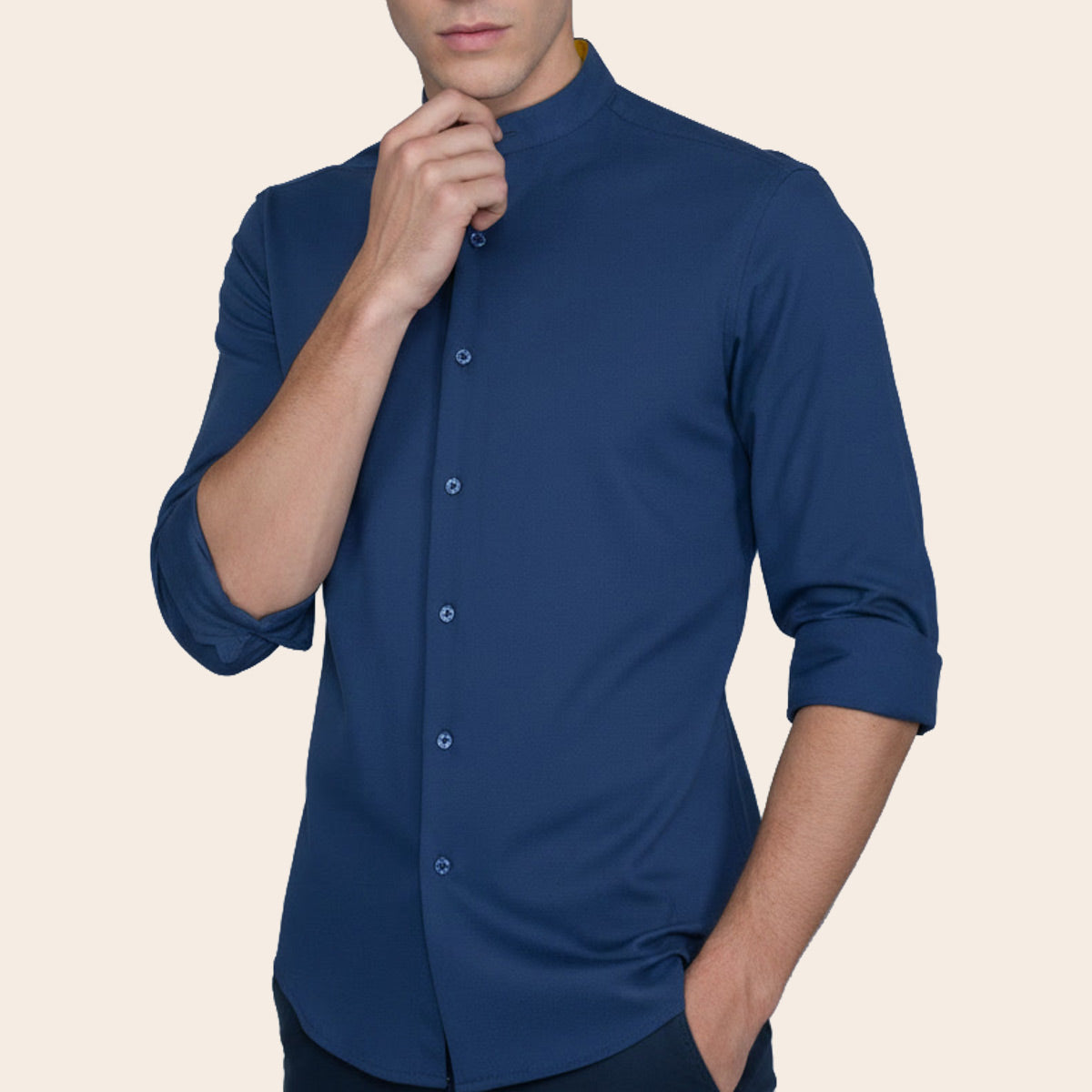 Men's Cotton Polyester Elastane Shirt (PKPCG-11|BND/SB1)