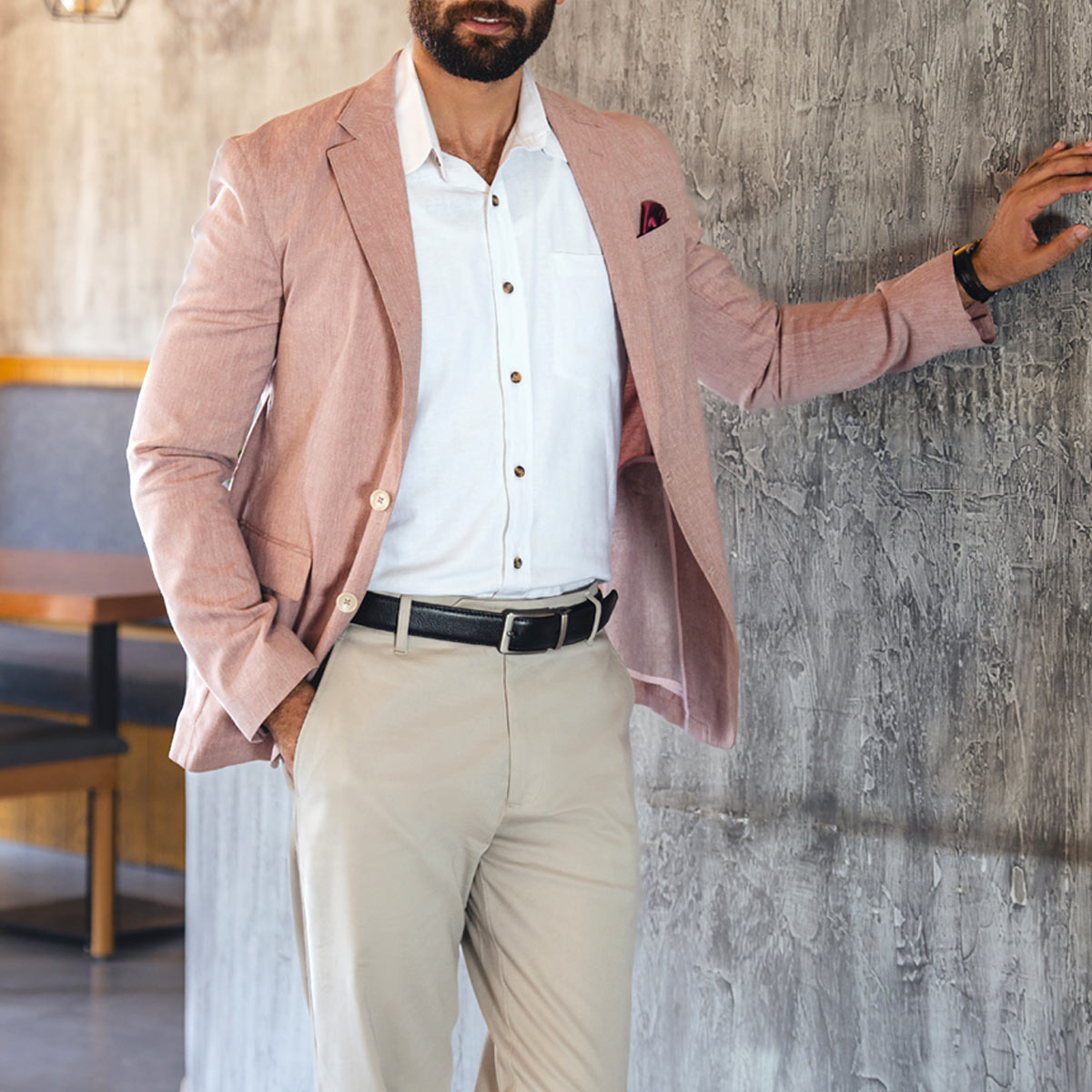 Men's Linen Quintessence Jacket (LINCQT-46|HJI/DCN)