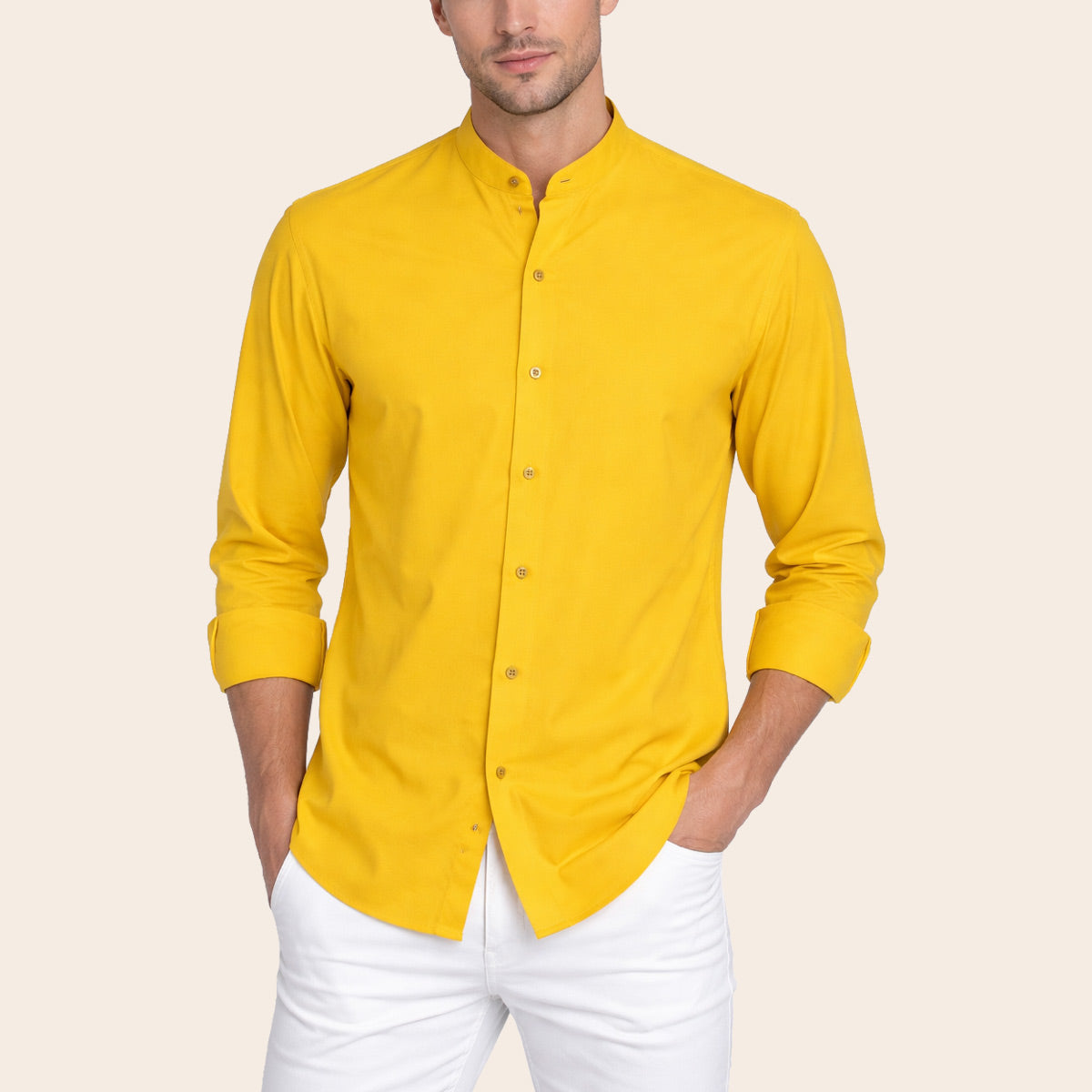Men's Cotton Polyester Elastane Shirt (PKPCG-12|BND/SB1)