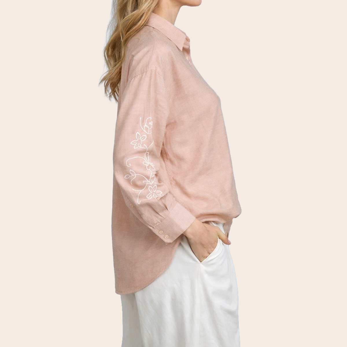 Women's Linen Blend Top (VLIN-14|1724/EMB)