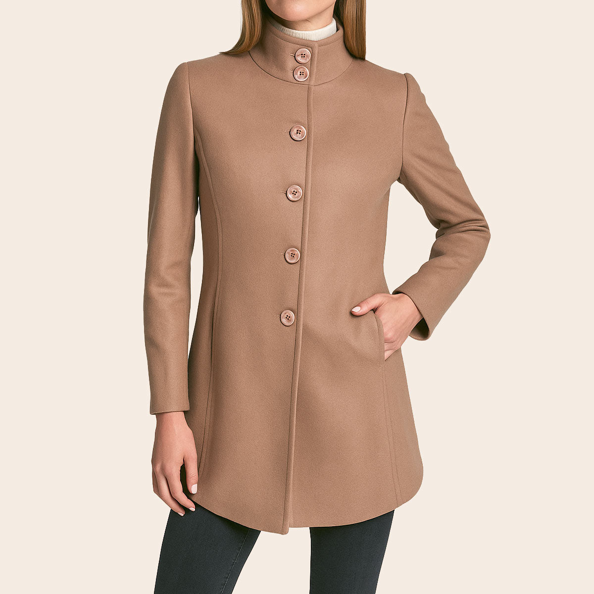 Camel Rose Brown Microfiber Coat