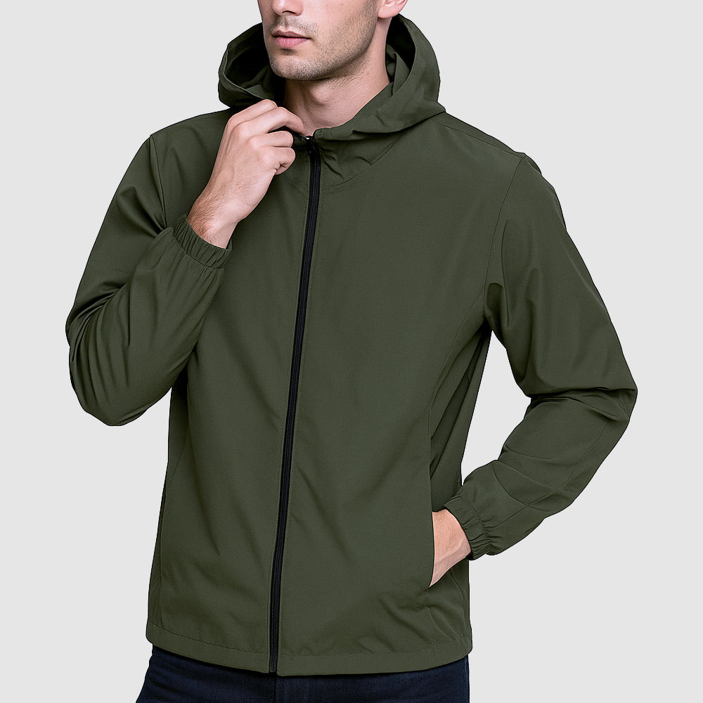 Men’s Olive Green TecNyl Rain Windbreak Hoodie