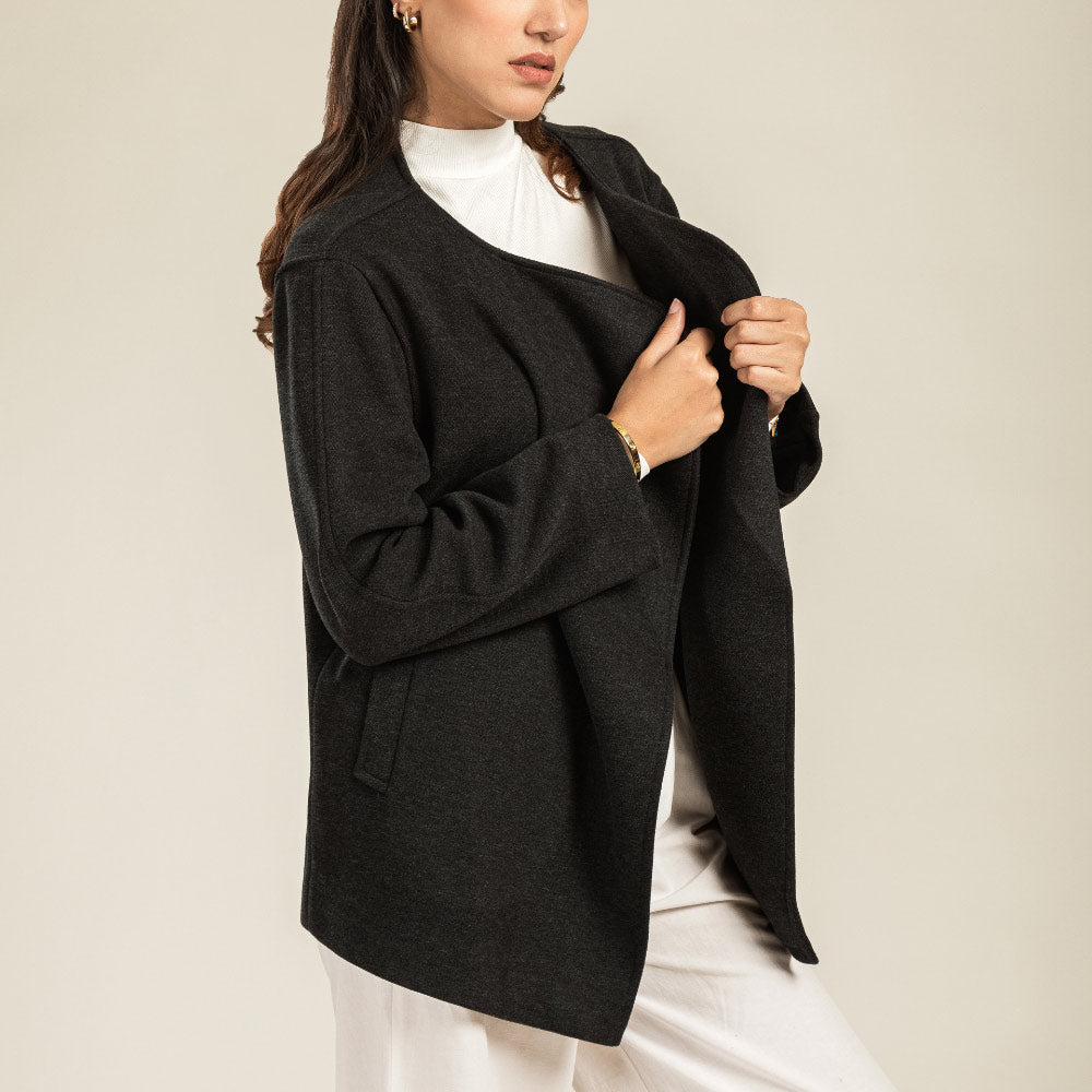 Women's Black FeatherForm Jacket - Winter Pakistan.