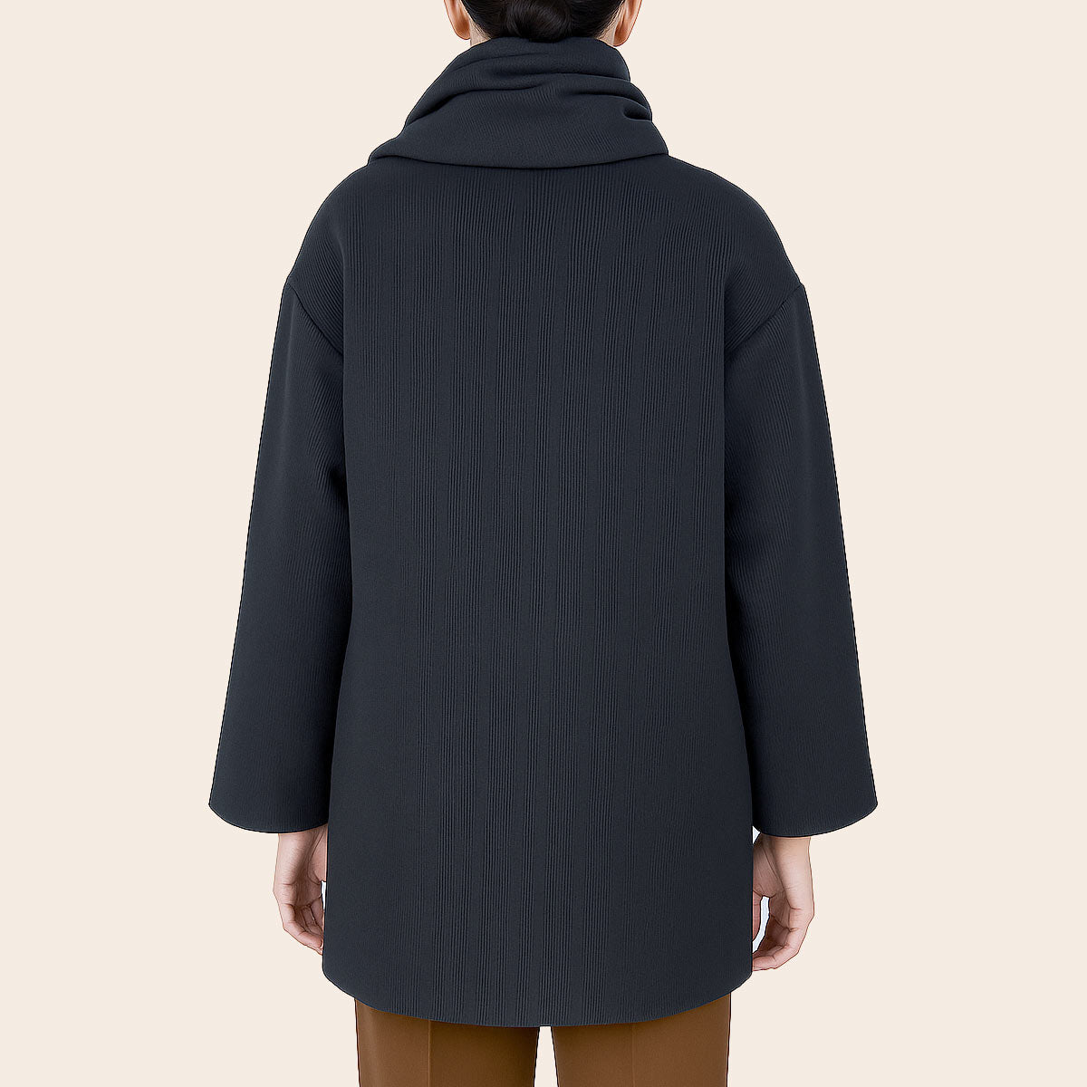 Women's Short Coat With Scarf (KNT-100|1810)