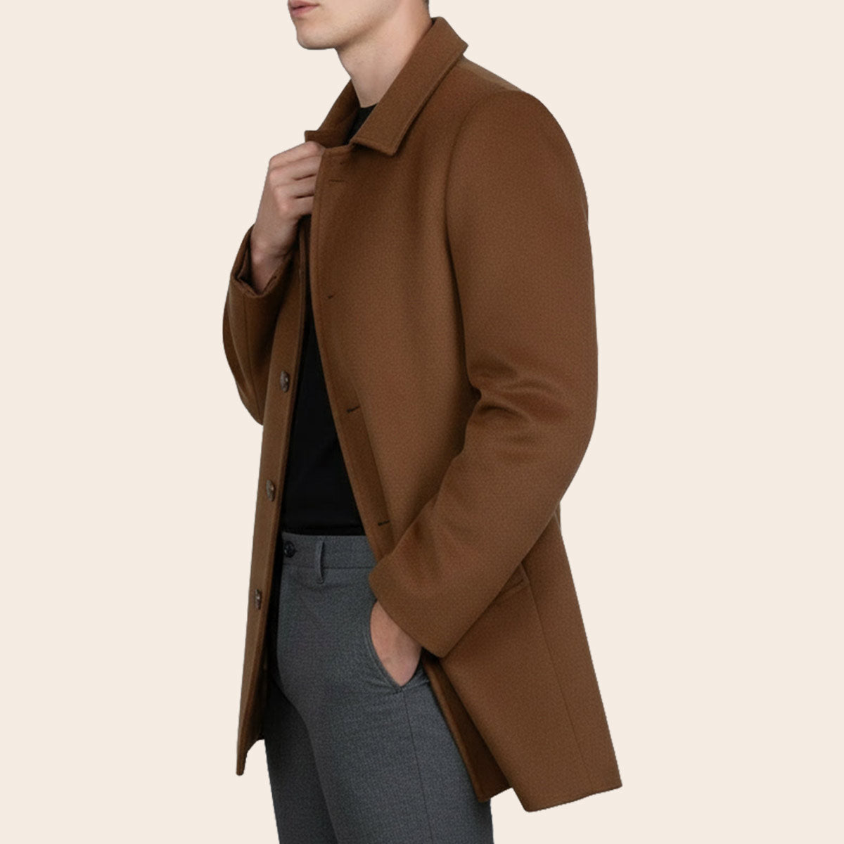 Men's Wool Blend Half Coat (LBL-36|CLR)