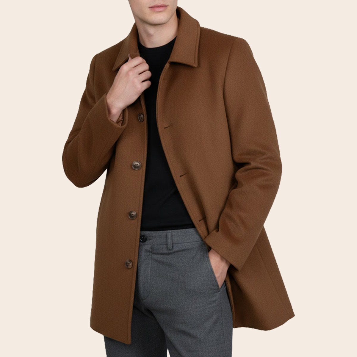 Men's Wool Blend Half Coat (LBL-36|CLR)