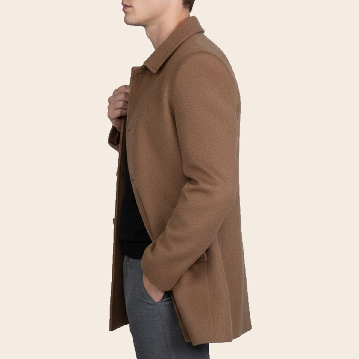 Men's Wool Blend Half Coat (LBL-33|CLR)