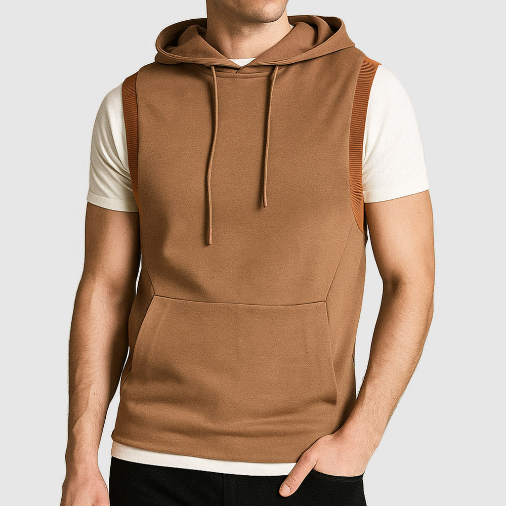 Men's Double Knit Sleeveless Hoodie (PVSS-6|U3192)