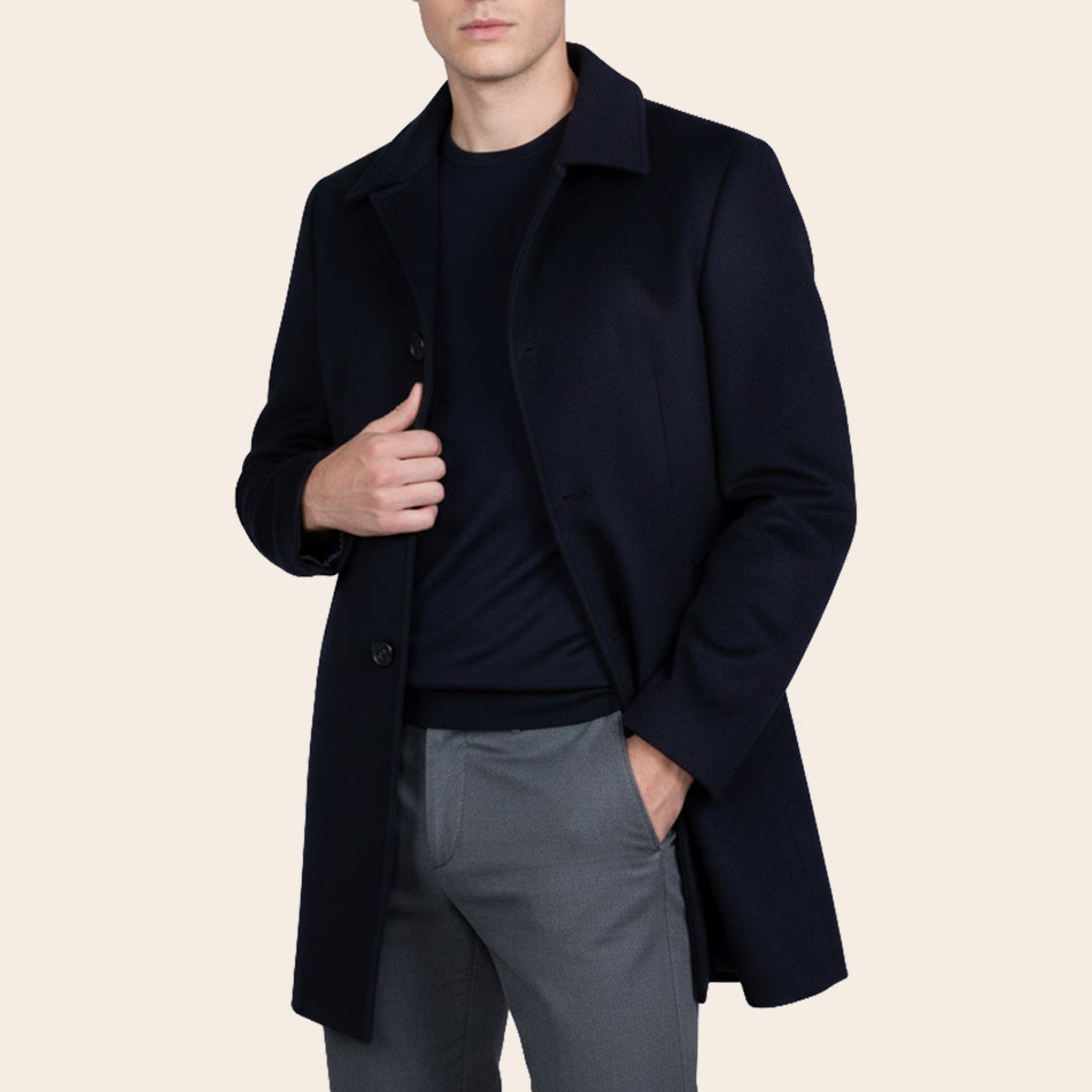 Men's Wool Blend Half Coat (LBL-35|CLR)