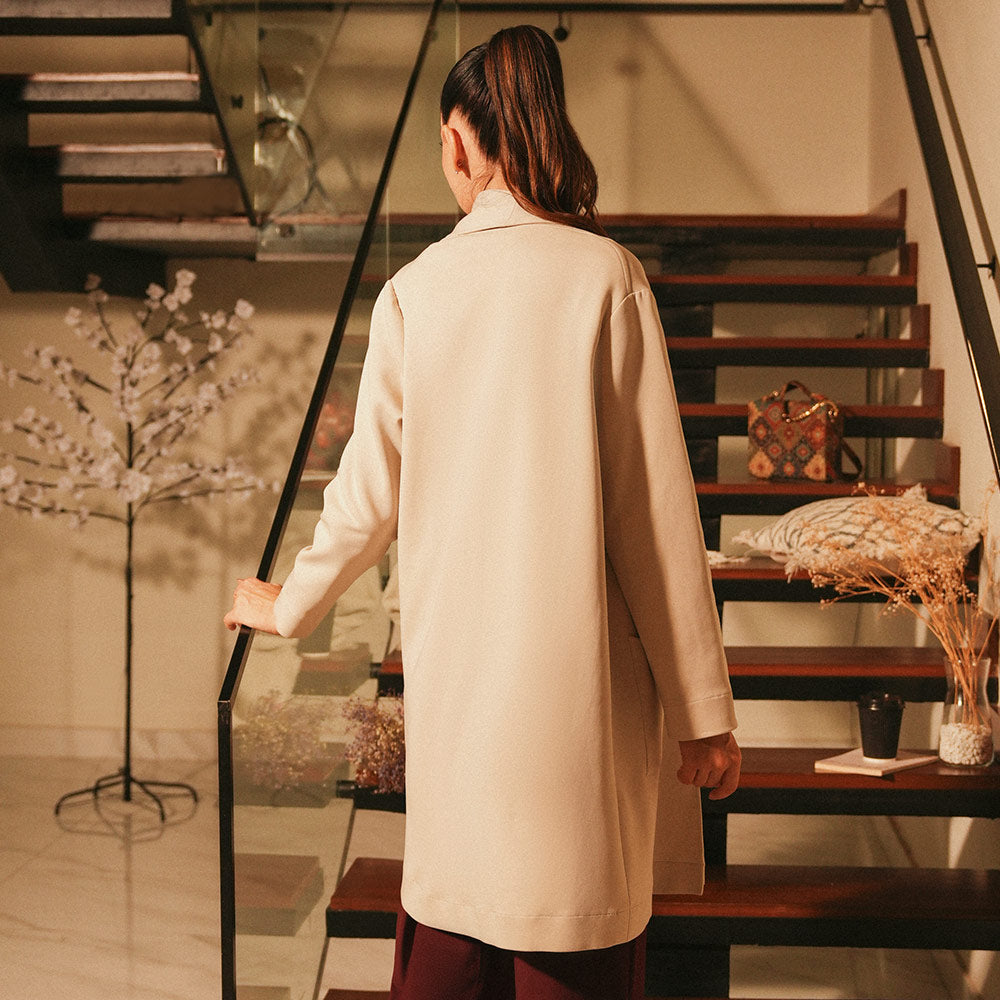 Women's Double Knit Shawl Collar Half Coat (CVSS-6|1663)