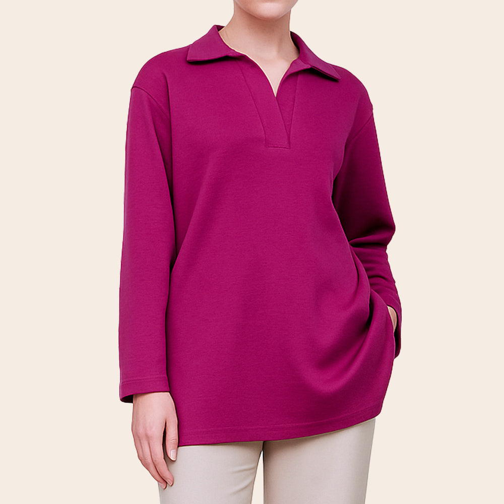 Women's Double Knit Collar Sweatshirt (CIL-3|U3551)