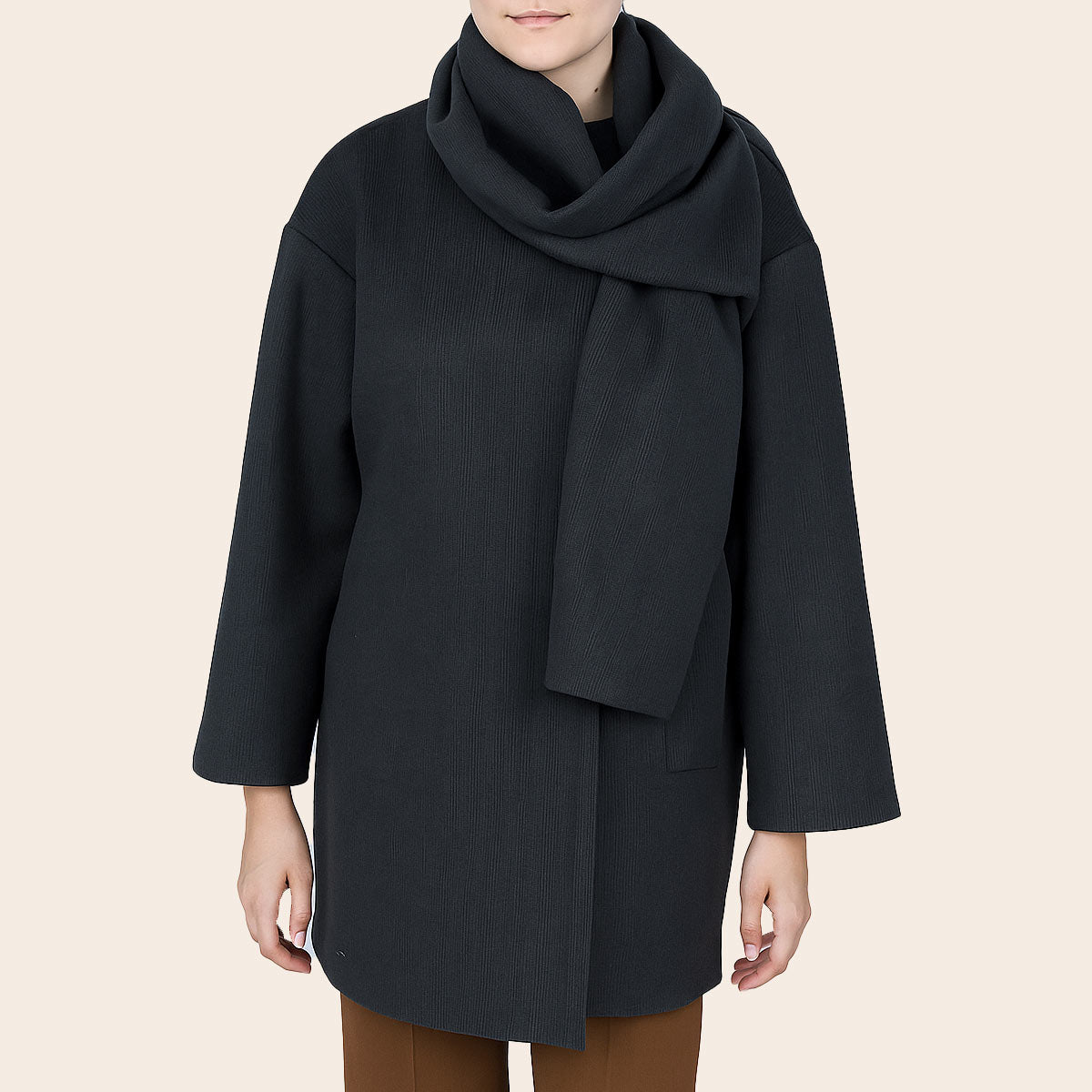 Women's Short Coat With Scarf (KNT-100|1810)