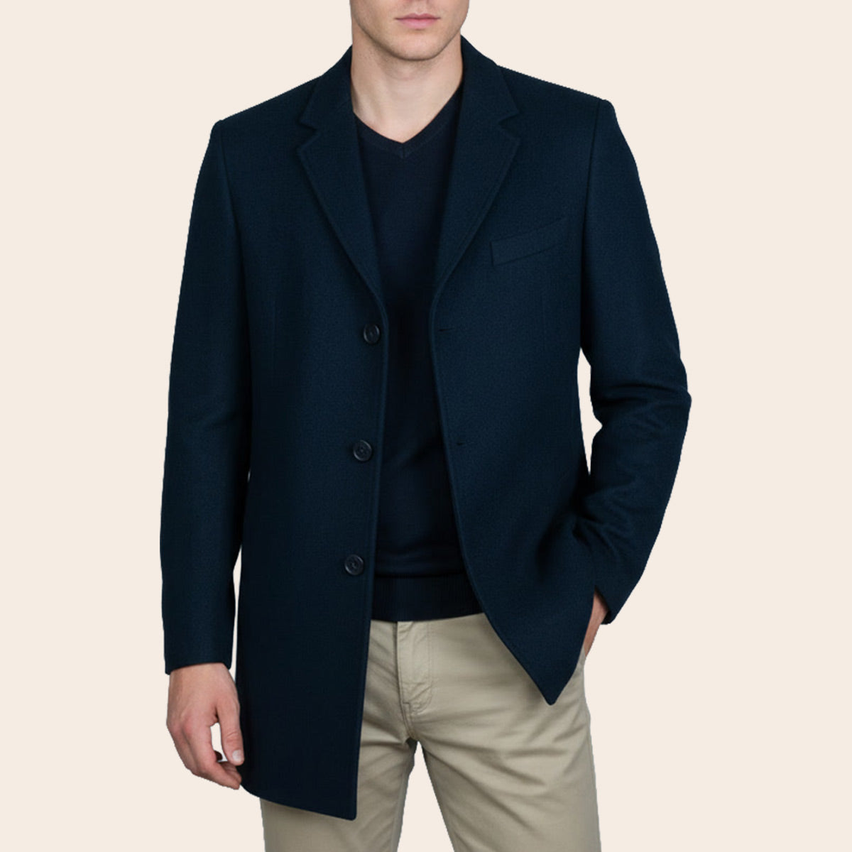 Men's Wool Blend Half Coat (LBL-38|NCH)