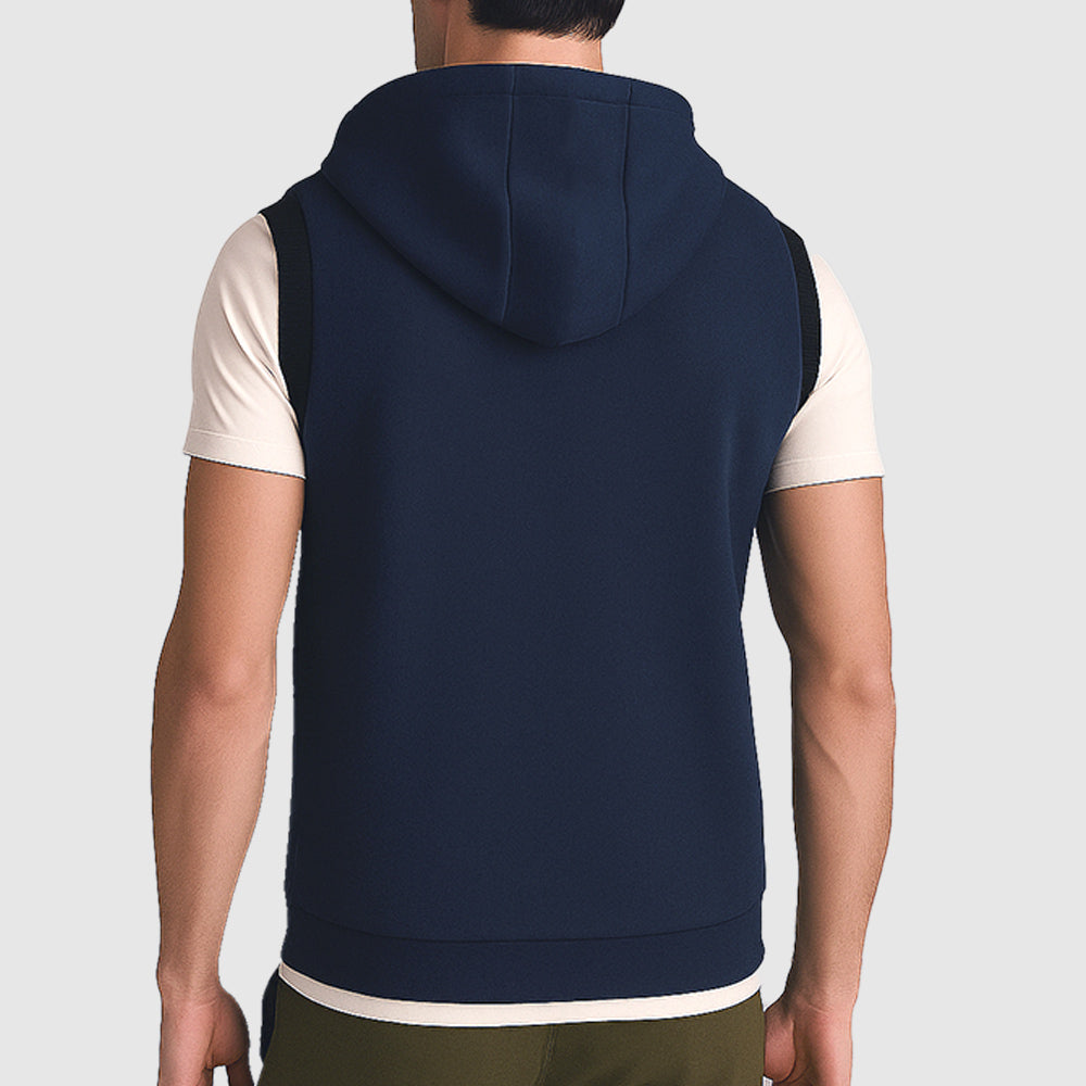 Men's Double Knit Sleeveless Hoodie (PVSS-8|U3192)