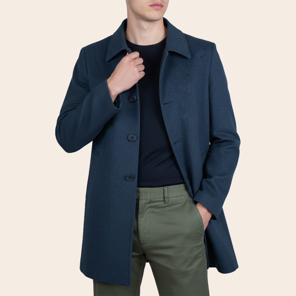 Men's Wool Blend Half Coat (LBL-34|CLR)