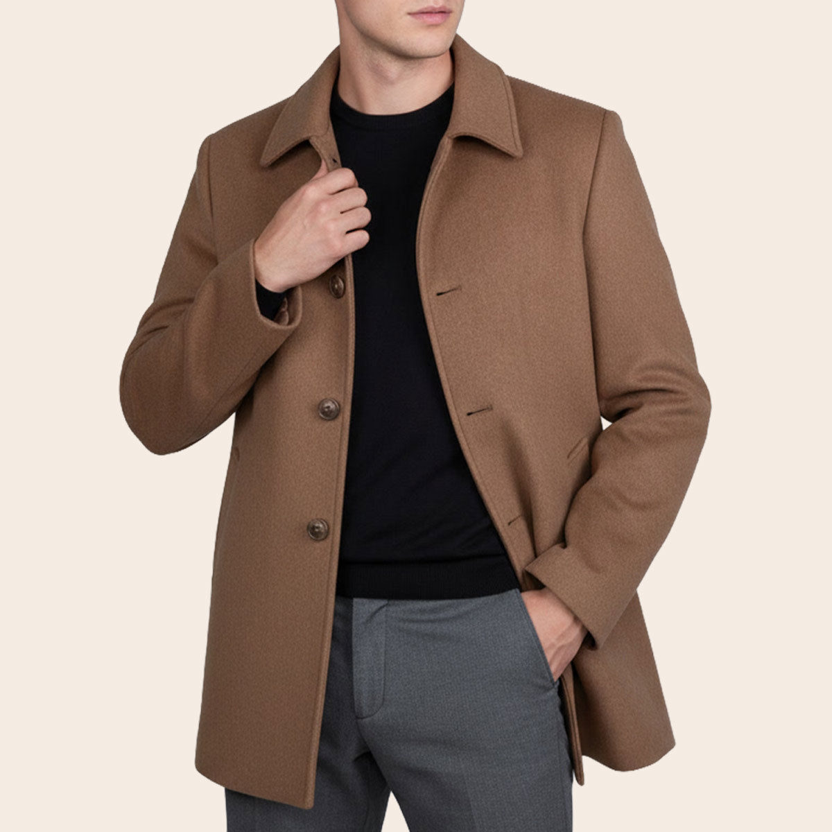 Men's Wool Blend Half Coat (LBL-33|CLR)