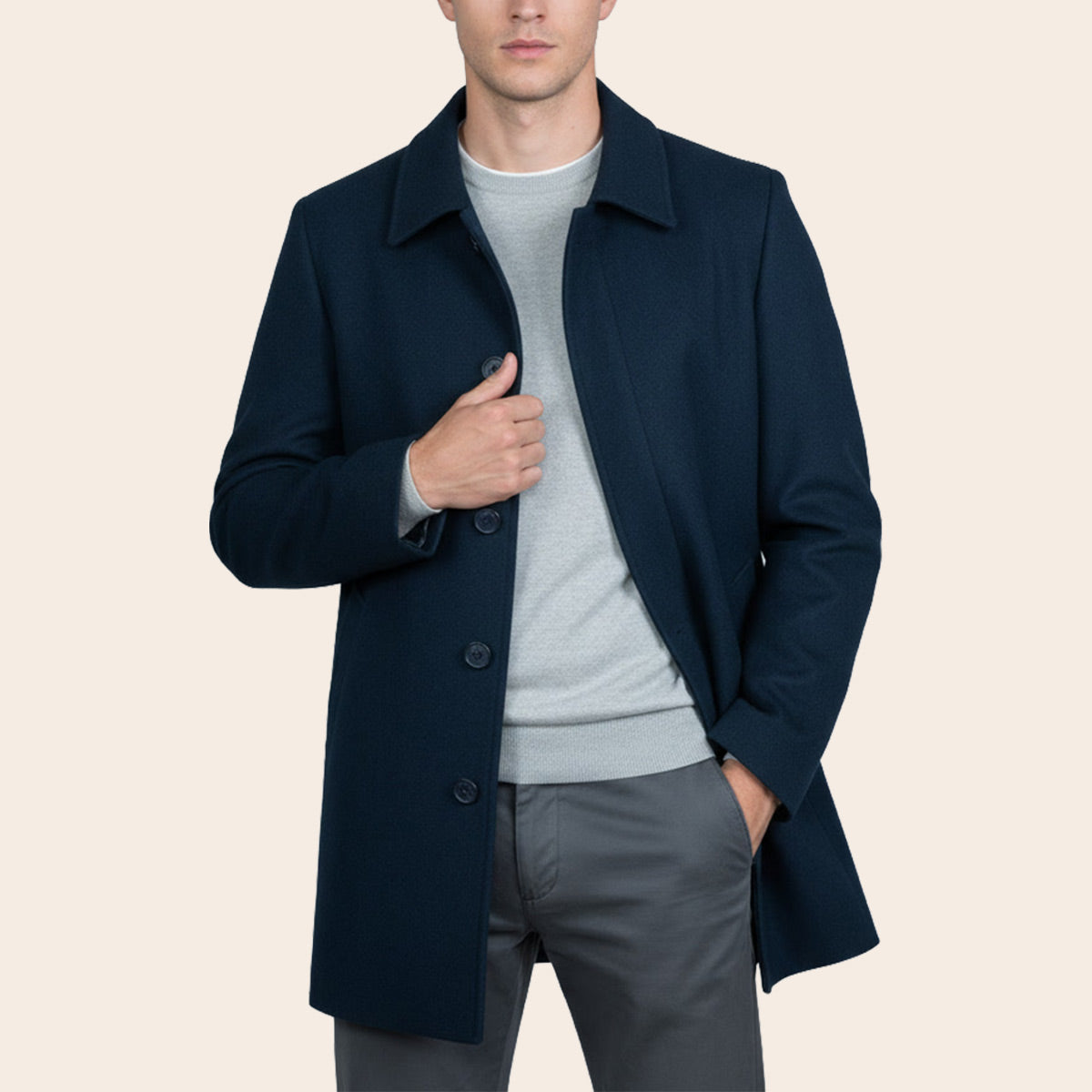 Men's Wool Blend Half Coat (LBL-38|CLR)