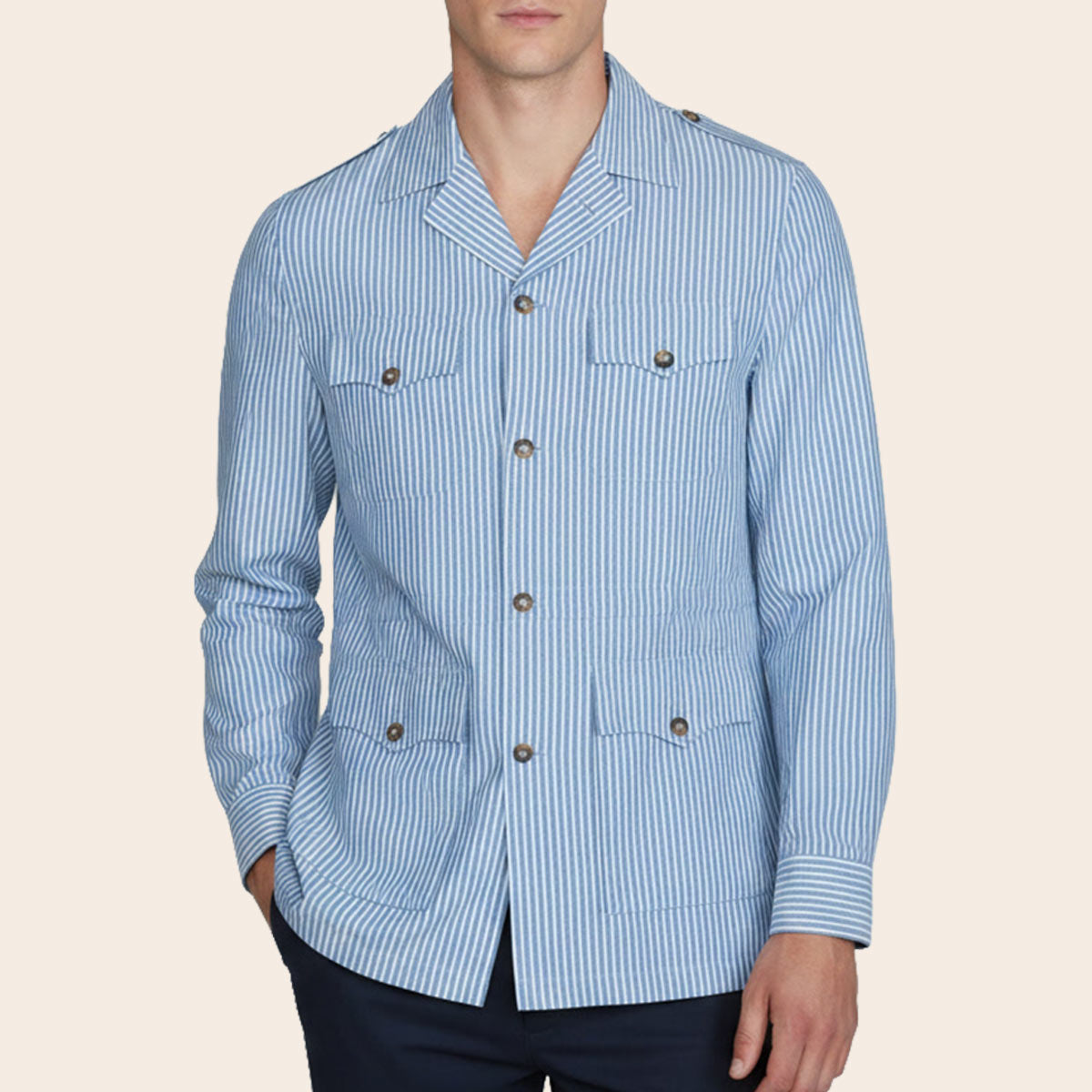 Men's Pure Linen Bush Coat (LINC-64|BCT/DSG)