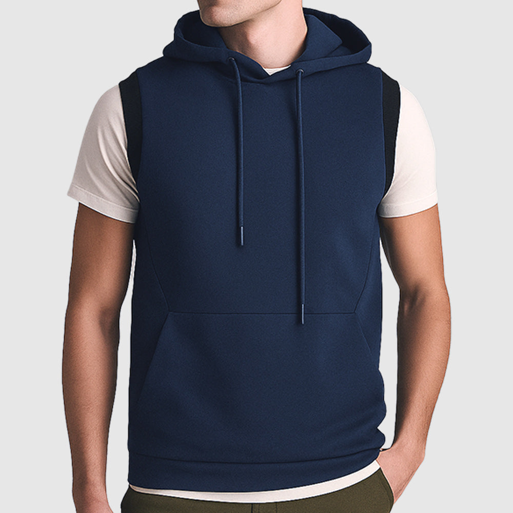Men's Double Knit Sleeveless Hoodie (PVSS-8|U3192)