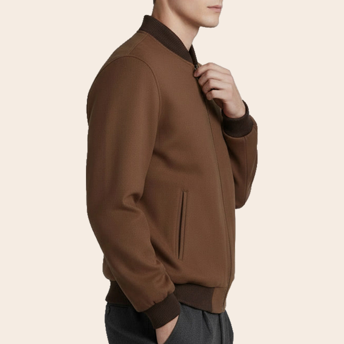 Men's Microfiber Bomber Jacket (ORGKNT-3|BR3)