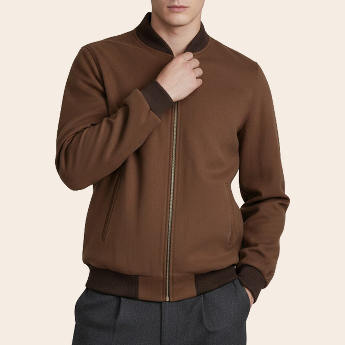 Men's Microfiber Bomber Jacket (ORGKNT-3|BR3)