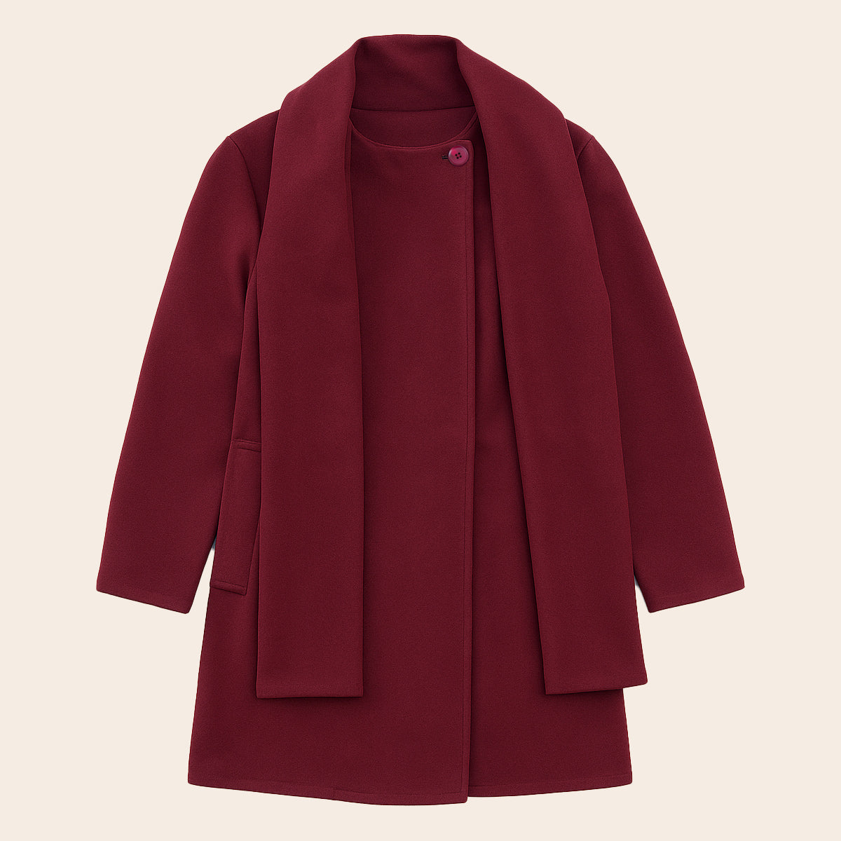 Women's Short Coat With Scarf (KNT-74|1810)