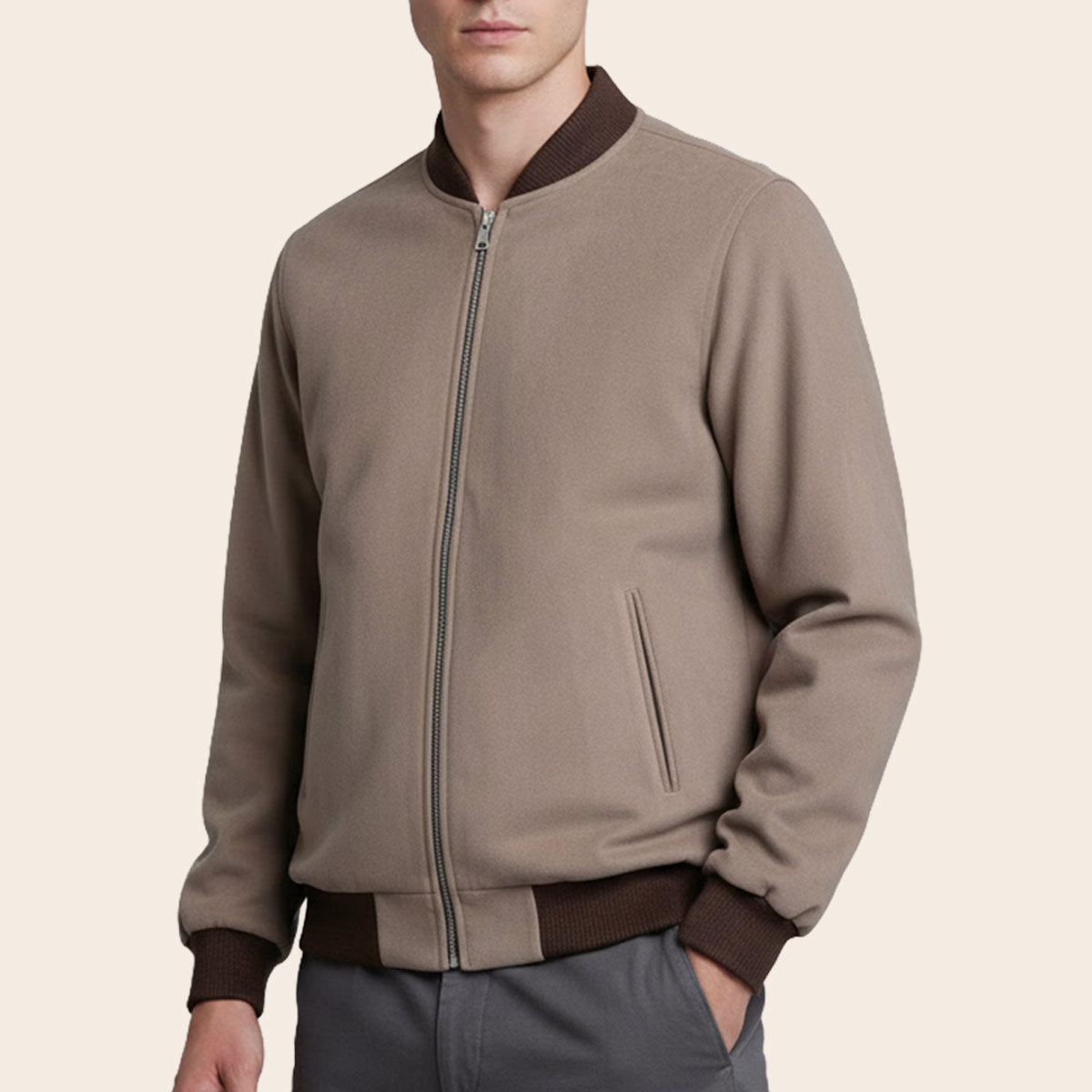 Men's Microfiber Bomber Jacket (ORGKNT-4|BR3)