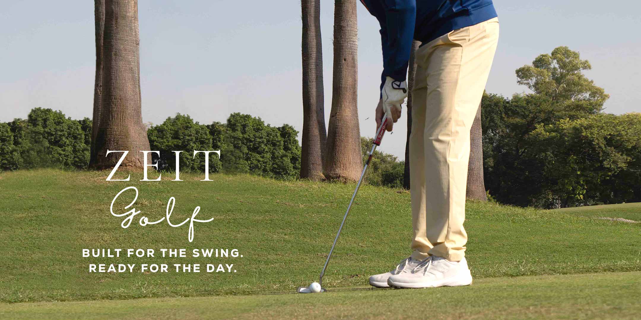 Zeitgolf performance stretch fabric polos and tailored golf trousers 